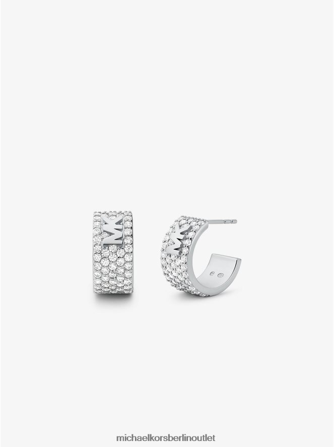 Schmuck de Michael Kors Frauen Mini-Creolen aus Sterlingsilber mit Pavé-Logo und Edelmetallbeschichtung Silber 404V222537