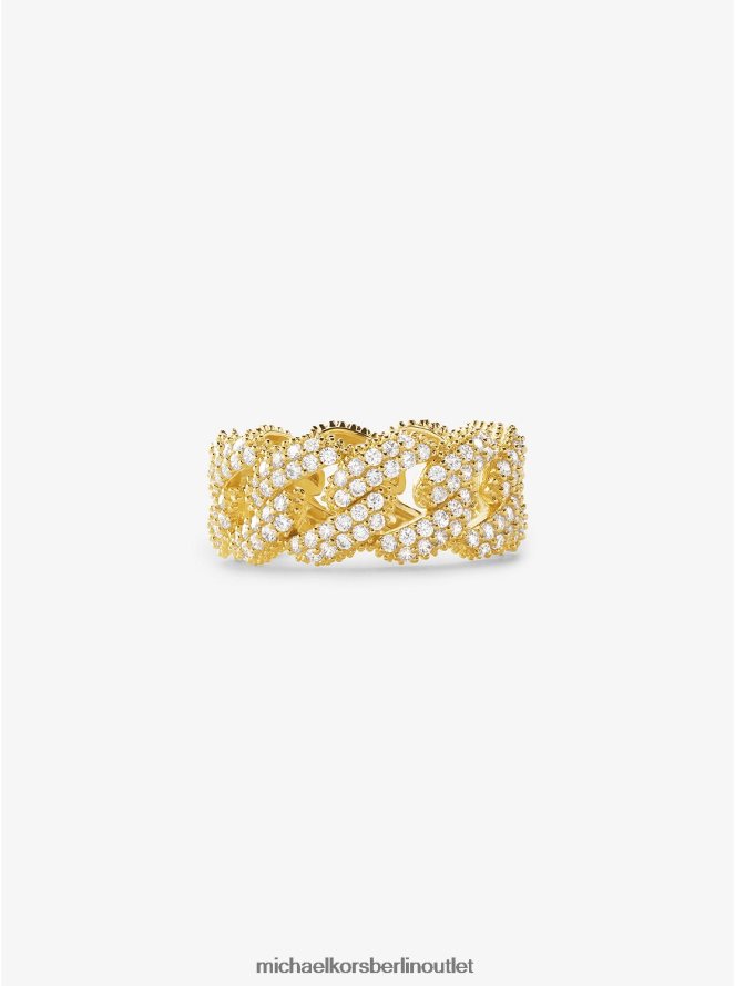 Schmuck de Michael Kors Frauen Edelmetallplattierter Panzer-Gliederring aus Sterlingsilber mit Pavé-Fassung Gold 404V222546