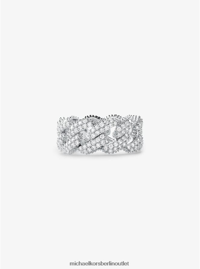 Schmuck de Michael Kors Frauen Edelmetallplattierter Panzer-Gliederring aus Sterlingsilber mit Pavé-Fassung Silber 404V222545