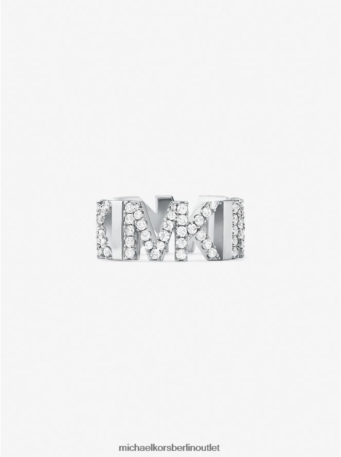 Schmuck de Michael Kors Frauen Kettenring aus platiniertem Messing mit Pavé-Logo Silber 404V222547