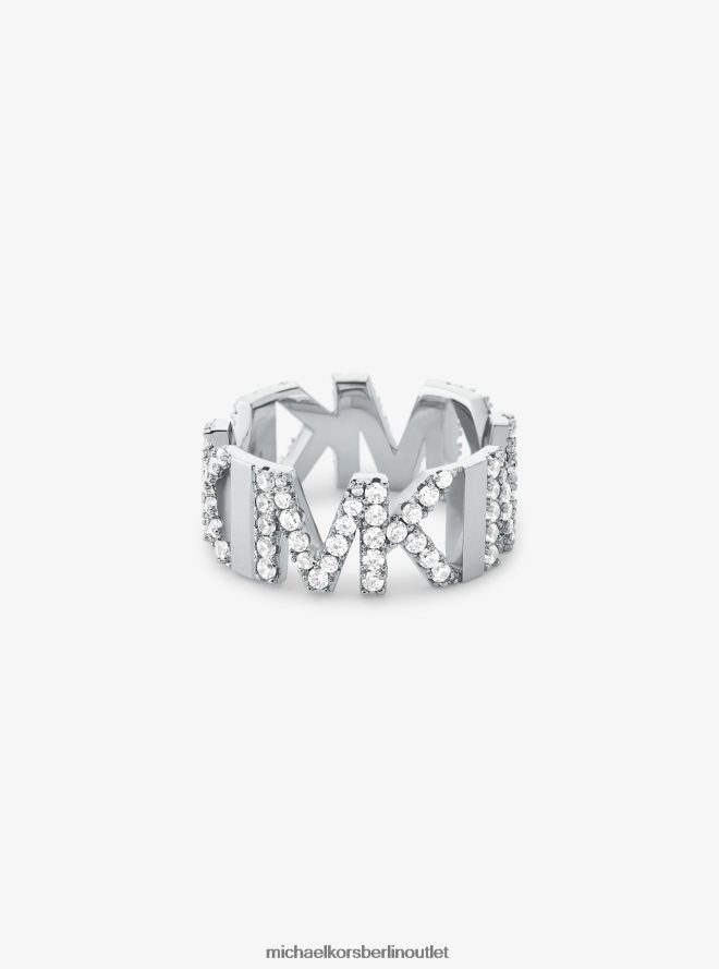 Schmuck de Michael Kors Frauen Kettenring aus platiniertem Messing mit Pavé-Logo Silber 404V222547