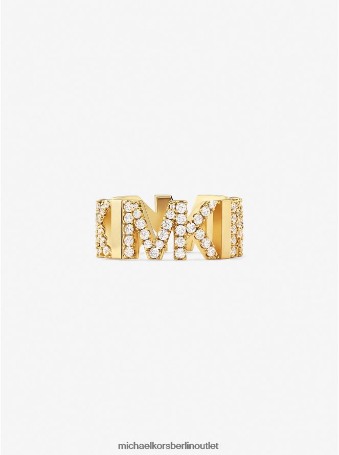 Schmuck de Michael Kors Frauen Kettenring mit Pavé-Logo aus Messing mit Edelmetallbeschichtung Gold 404V222548