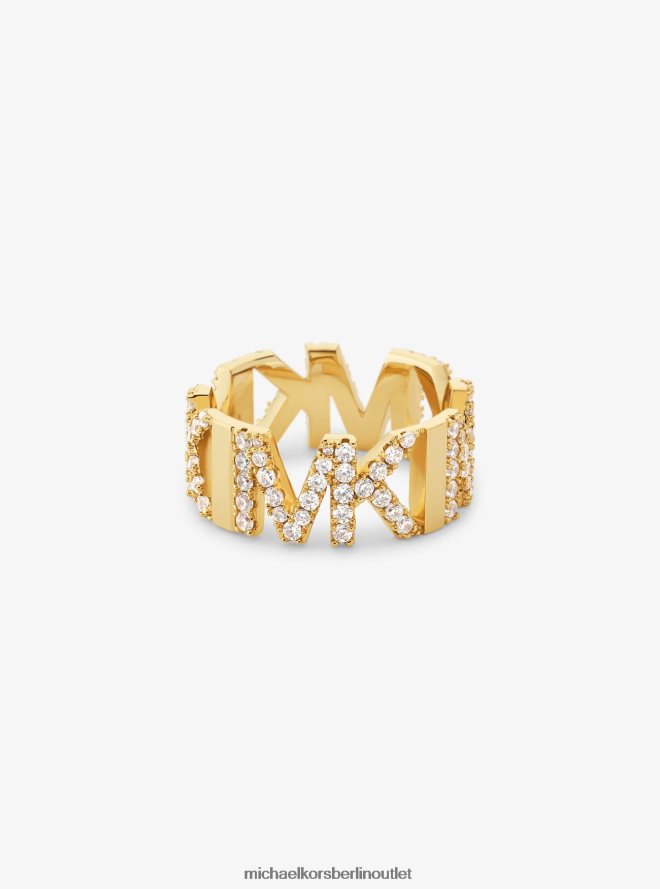 Schmuck de Michael Kors Frauen Kettenring mit Pavé-Logo aus Messing mit Edelmetallbeschichtung Gold 404V222548