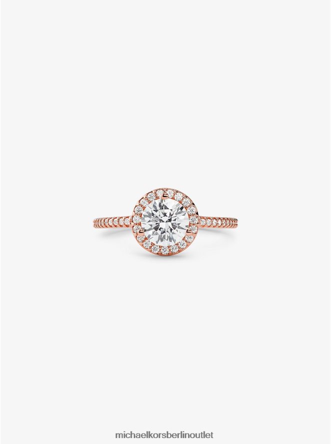 Schmuck de Michael Kors Frauen Übergroßer Halo-Ring aus Sterlingsilber mit Edelmetallbeschichtung und Pavé-Fassung Roségold 404V222552