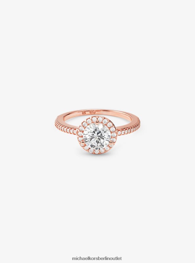 Schmuck de Michael Kors Frauen Übergroßer Halo-Ring aus Sterlingsilber mit Edelmetallbeschichtung und Pavé-Fassung Roségold 404V222552