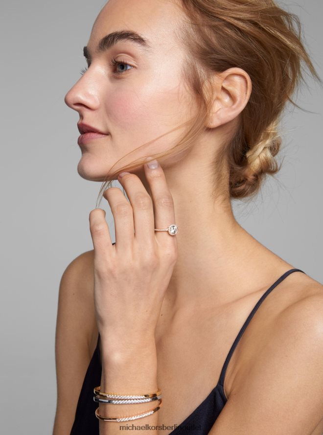 Schmuck de Michael Kors Frauen Übergroßer Halo-Ring aus Sterlingsilber mit Edelmetallbeschichtung und Pavé-Fassung Roségold 404V222552