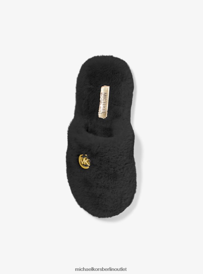 Schuhe de Michael Kors Frauen Alexis-Hausschuh aus Kunstpelz Schwarz 404V222343