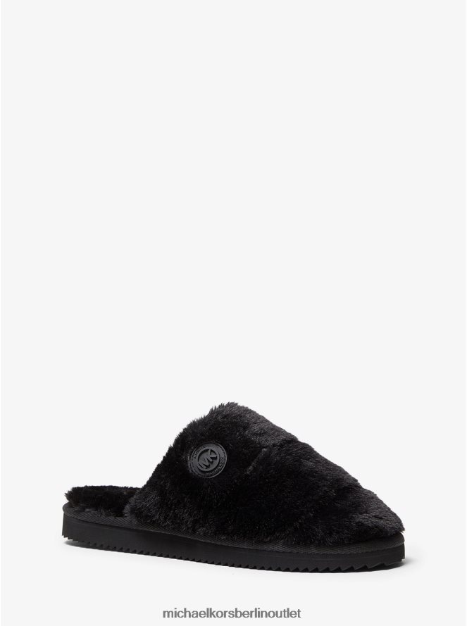 Schuhe de Michael Kors Frauen Janis Kunstfell-Hausschuh Schwarz 404V222342