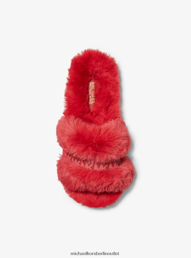 Schuhe de Michael Kors Frauen Scarlett-Sandalen aus Kunstpelz purpurrot 404V222333