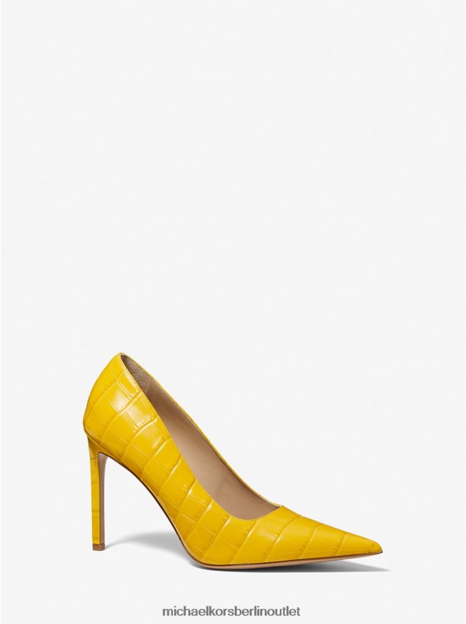 Schuhe de Michael Kors Frauen Kollektion Martine-Pumps aus Leder mit Krokodilprägung Ringelblume 404V222321