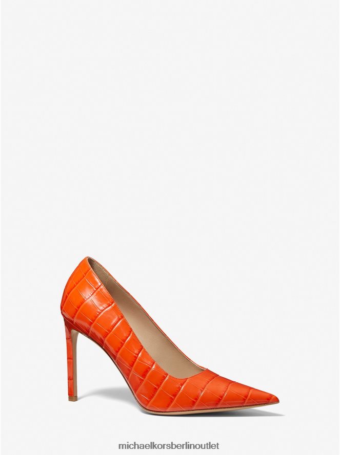 Schuhe de Michael Kors Frauen Kollektion Martine-Pumps aus Leder mit Krokodilprägung orange 404V222320