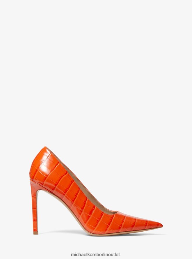 Schuhe de Michael Kors Frauen Kollektion Martine-Pumps aus Leder mit Krokodilprägung orange 404V222320