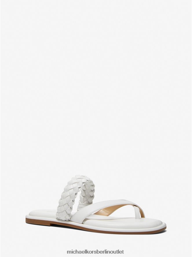 Schuhe de Michael Kors Frauen Alba-Sandale aus geflochtenem Kunstleder Optik weiß 404V222055