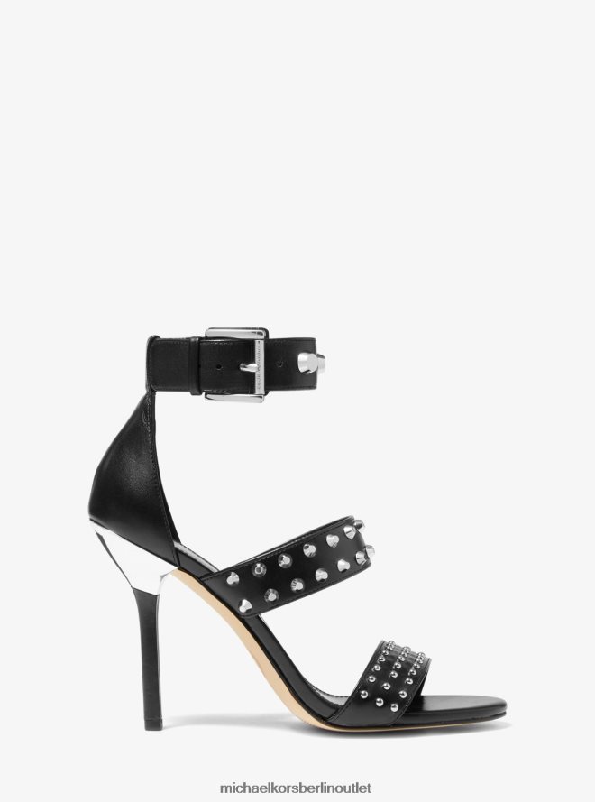 Schuhe de Michael Kors Frauen Amal Astor Ledersandale mit Nieten Schwarz 404V222034