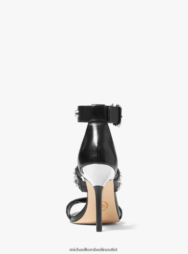 Schuhe de Michael Kors Frauen Amal Astor Ledersandale mit Nieten Schwarz 404V222034