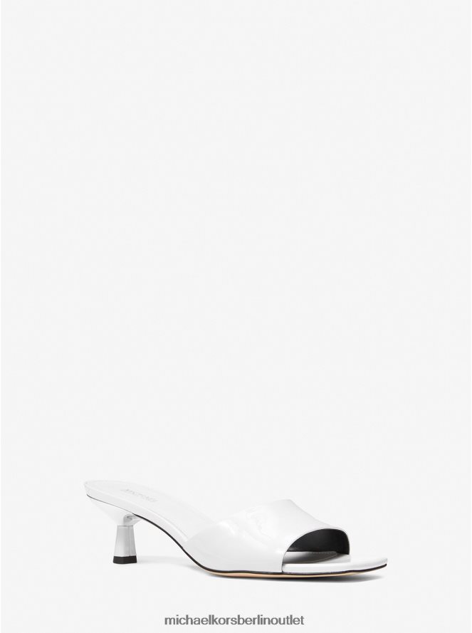 Schuhe de Michael Kors Frauen Amal Kätzchen-Sandale aus Lackleder Optik weiß 404V221965