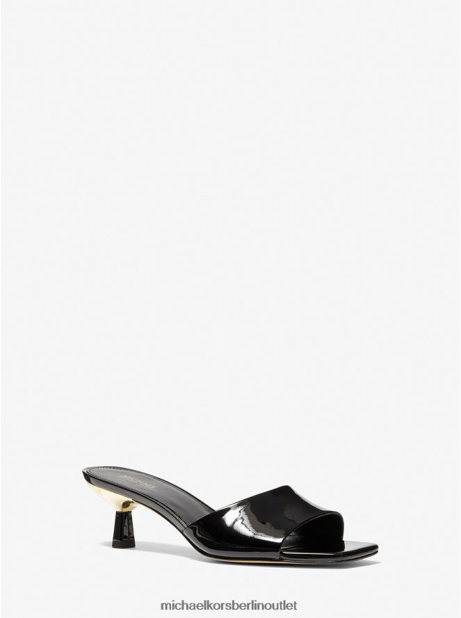 Schuhe de Michael Kors Frauen Amal Kätzchen-Sandale aus Lackleder Schwarz 404V221842