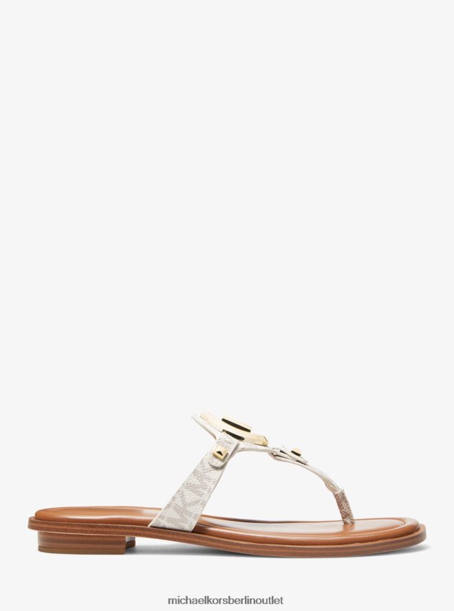 Schuhe de Michael Kors Frauen Aubrey-Logo-T-Riemen-Sandale Vanille 404V222000