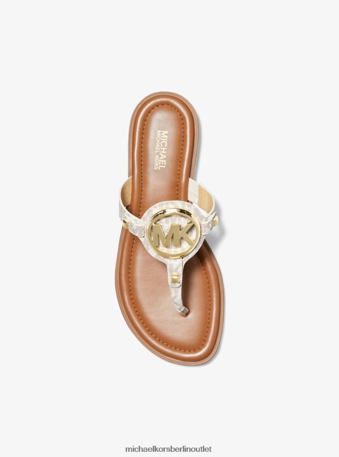 Schuhe de Michael Kors Frauen Aubrey-Logo-T-Riemen-Sandale Vanille 404V222000