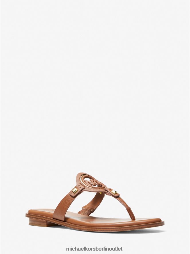 Schuhe de Michael Kors Frauen Aubrey-Sandale aus Leder mit T-Riemen und Cutout Gepäck 404V222014