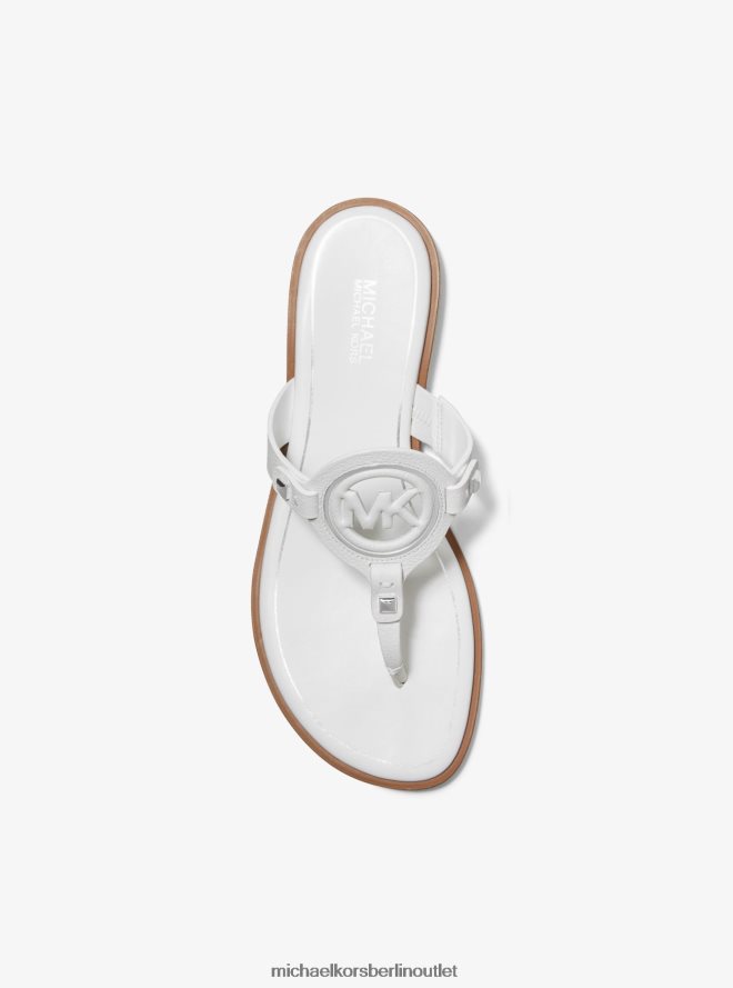 Schuhe de Michael Kors Frauen Aubrey-Sandale aus Leder mit T-Riemen und Cutout Optik weiß 404V222016