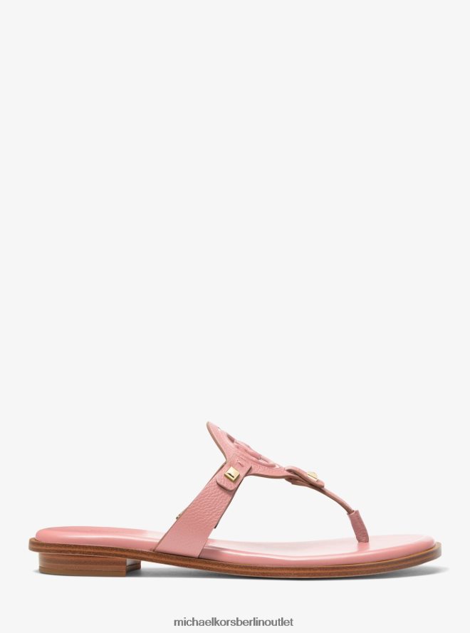 Schuhe de Michael Kors Frauen Aubrey-Sandale aus Leder mit T-Riemen und Cutout Puderrouge 404V222011