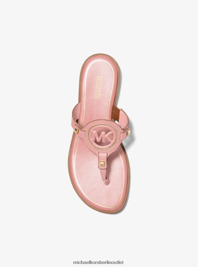 Schuhe de Michael Kors Frauen Aubrey-Sandale aus Leder mit T-Riemen und Cutout Puderrouge 404V222011