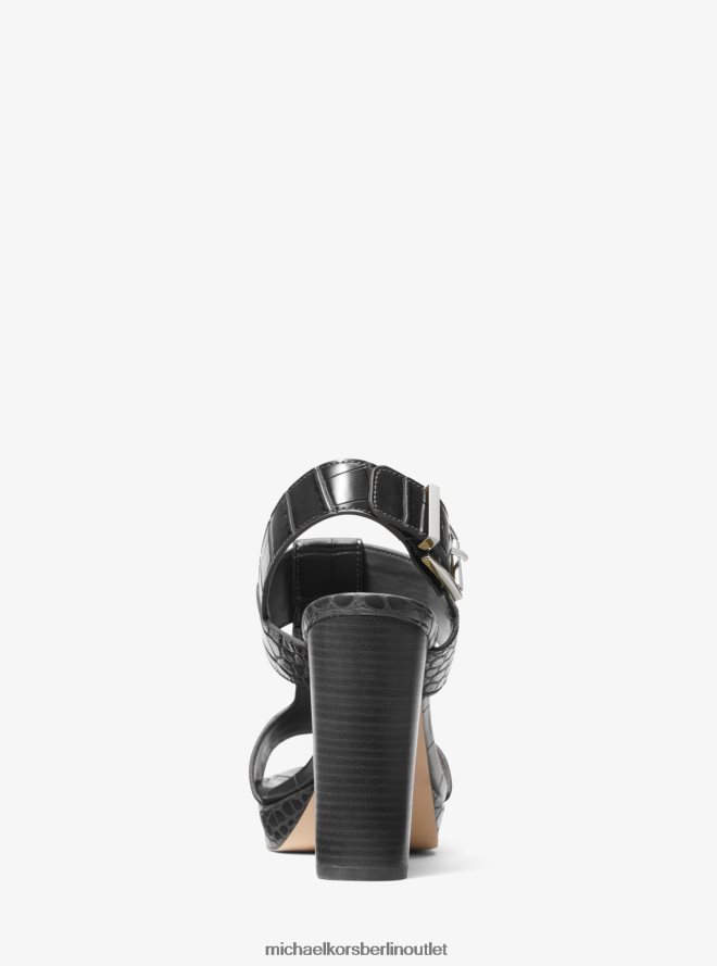 Schuhe de Michael Kors Frauen Becker-Plateausandale aus Kunstleder mit Krokodilprägung Schwarz 404V221931