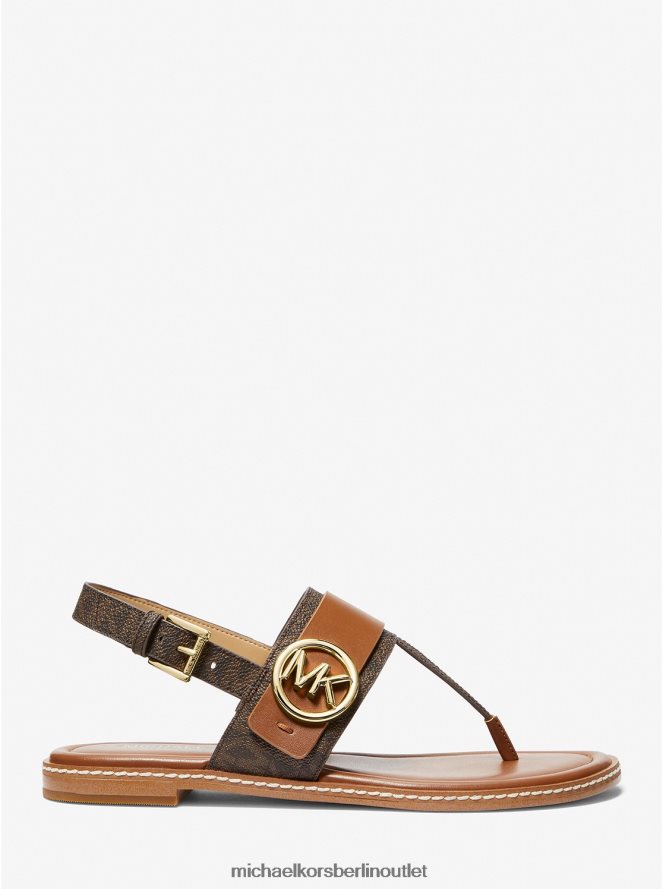 Schuhe de Michael Kors Frauen Carmen-Logo und Kunstledersandale braun 404V222082