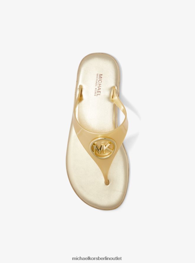 Schuhe de Michael Kors Frauen Carmen-Sandale aus metallischem PVC-Gelee Weißgold 404V222005