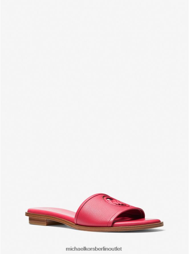 Schuhe de Michael Kors Frauen Deanna Slide-Sandalen aus Leder mit Ausschnitten Karminrosa 404V222007