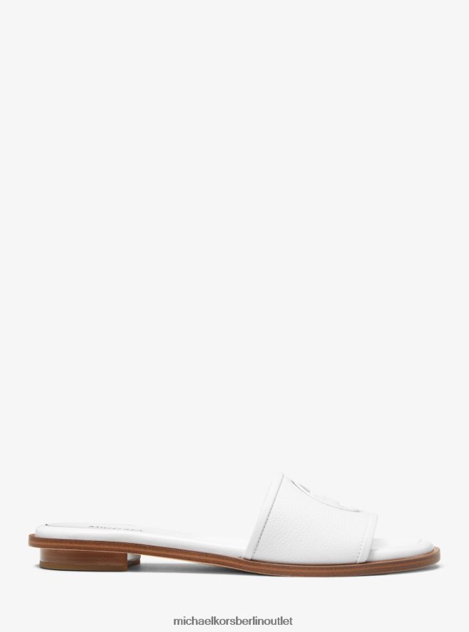 Schuhe de Michael Kors Frauen Deanna Slide-Sandalen aus Leder mit Ausschnitten Optik weiß 404V222009