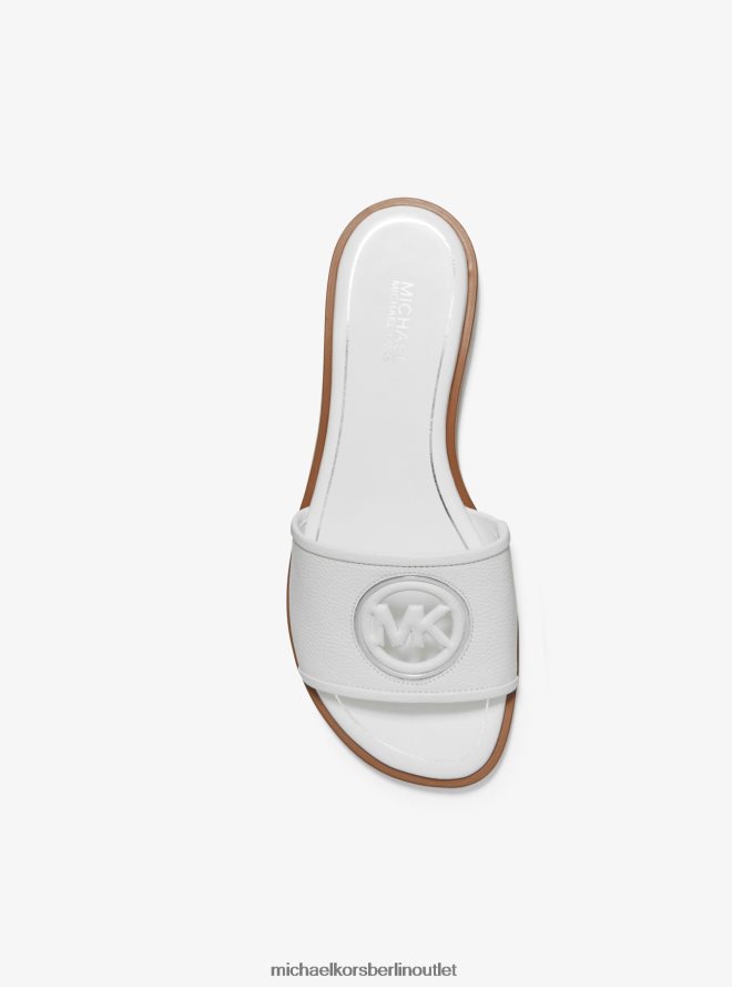 Schuhe de Michael Kors Frauen Deanna Slide-Sandalen aus Leder mit Ausschnitten Optik weiß 404V222009