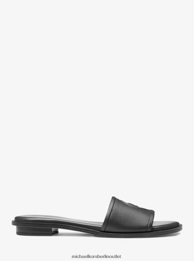 Schuhe de Michael Kors Frauen Deanna Slide-Sandalen aus Leder mit Ausschnitten Schwarz 404V222010