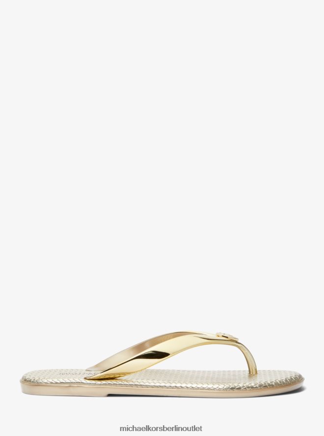 Schuhe de Michael Kors Frauen Flip-Flop aus Jet-Set-Metallic-PVC Gold 404V222004