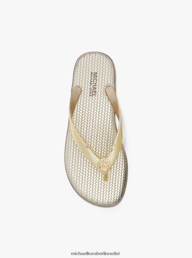 Schuhe de Michael Kors Frauen Flip-Flop aus Jet-Set-Metallic-PVC Gold 404V222004