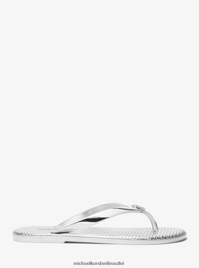 Schuhe de Michael Kors Frauen Flip-Flop aus Jet-Set-Metallic-PVC Silber 404V222006