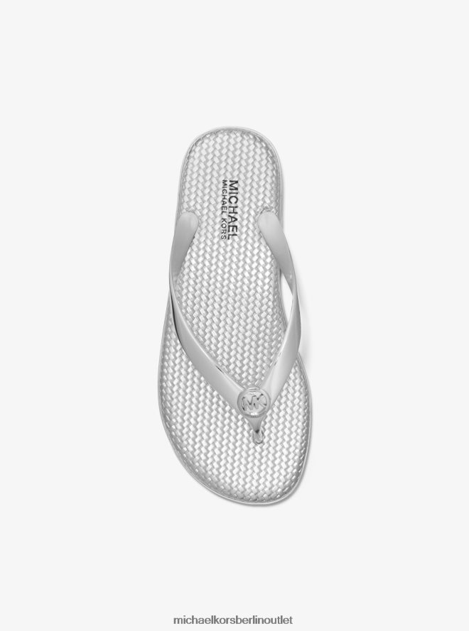 Schuhe de Michael Kors Frauen Flip-Flop aus Jet-Set-Metallic-PVC Silber 404V222006