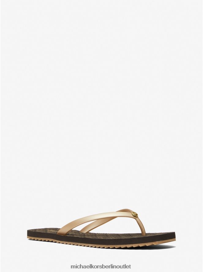 Schuhe de Michael Kors Frauen Flip-Flop mit Jinx-Logo braun/blassgold 404V221869