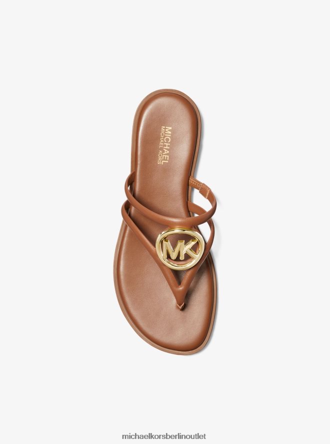 Schuhe de Michael Kors Frauen Hampton-Ledersandale Gepäck 404V221947