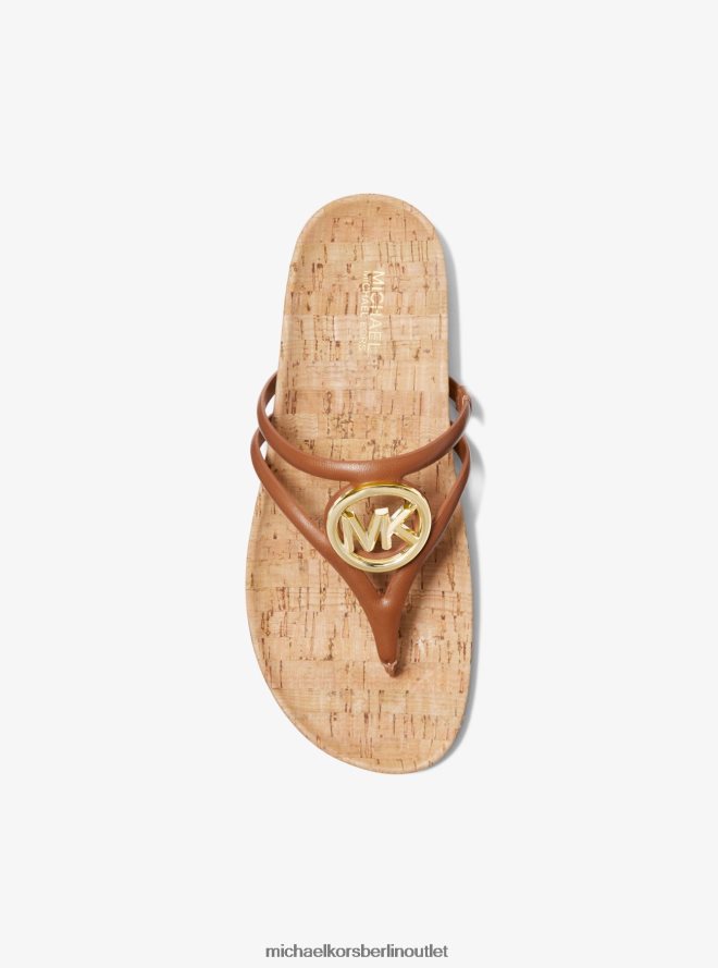 Schuhe de Michael Kors Frauen Hampton-Ledersandale Gepäck 404V221951