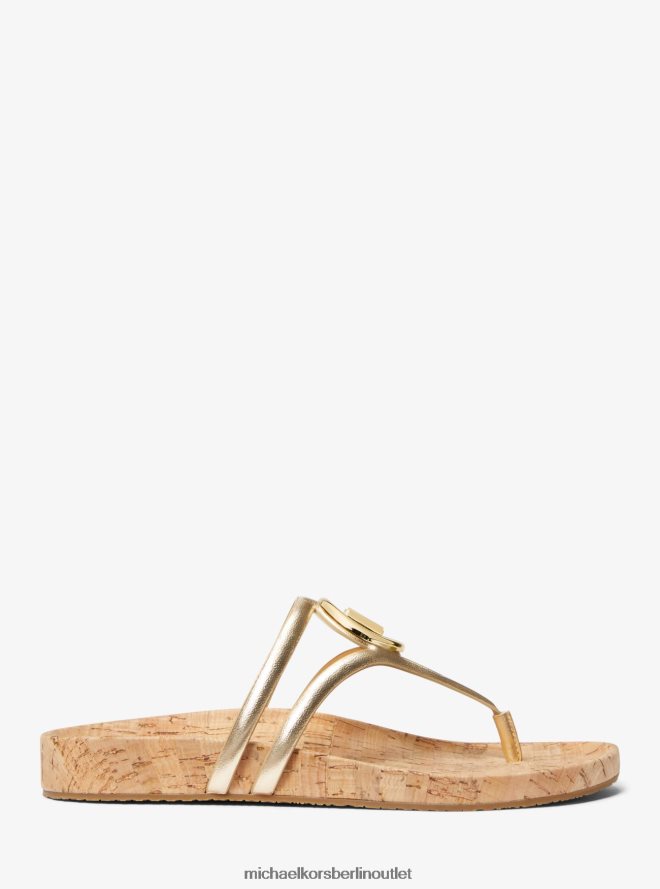 Schuhe de Michael Kors Frauen Hampton-Sandale aus Metallic-Leder Weißgold 404V221943