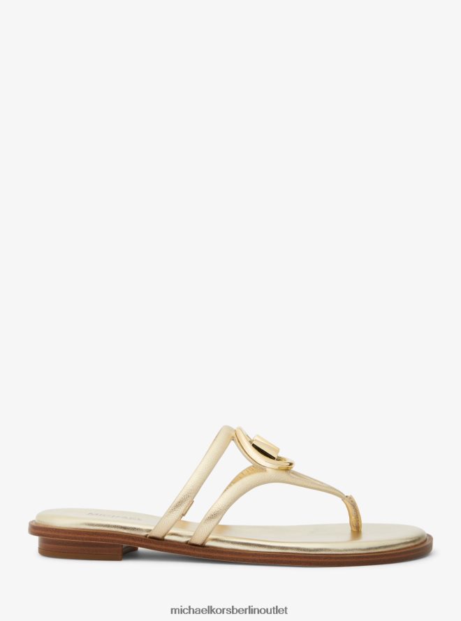 Schuhe de Michael Kors Frauen Hampton-Sandale aus Metallic-Leder Weißgold 404V221948