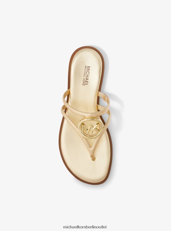 Schuhe de Michael Kors Frauen Hampton-Sandale aus Metallic-Leder Weißgold 404V221948