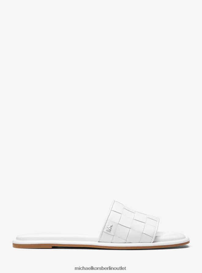 Schuhe de Michael Kors Frauen Hayworth Slide-Sandale aus gewebtem Leder Optik weiß 404V221830