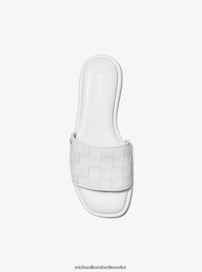 Schuhe de Michael Kors Frauen Hayworth Slide-Sandale aus gewebtem Leder Optik weiß 404V221830