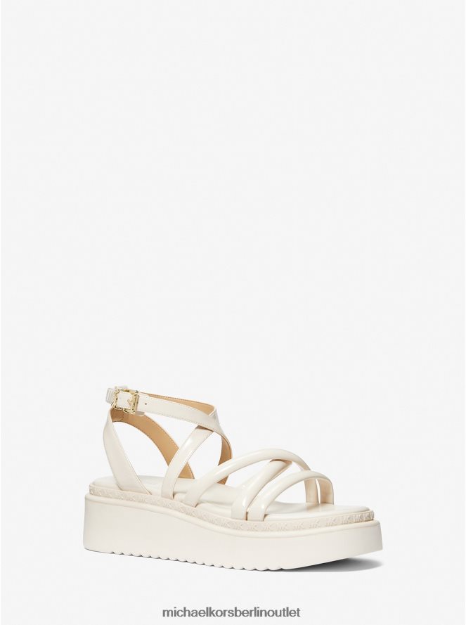 Schuhe de Michael Kors Frauen Issa Flatform-Sandale aus Lacklederimitat Es ist Sahne 404V221952