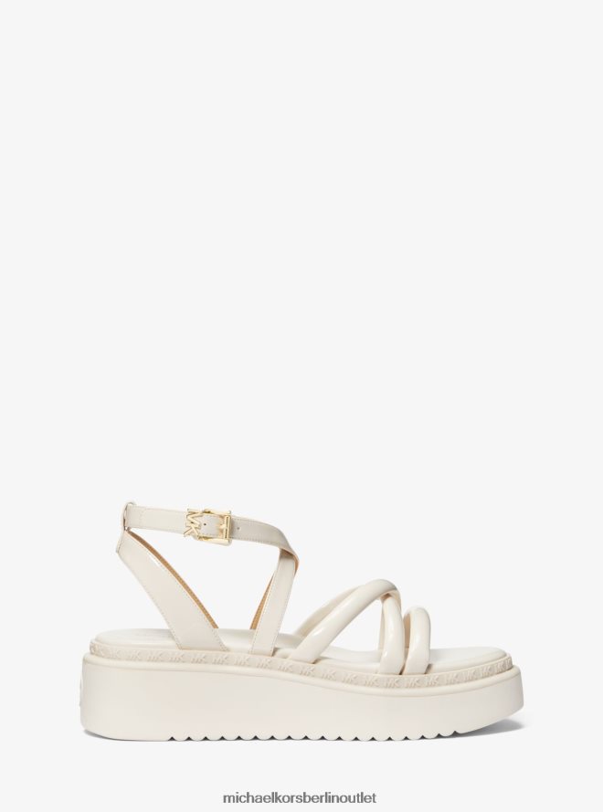 Schuhe de Michael Kors Frauen Issa Flatform-Sandale aus Lacklederimitat Es ist Sahne 404V221952