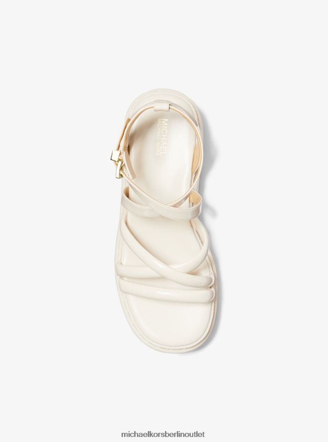 Schuhe de Michael Kors Frauen Issa Flatform-Sandale aus Lacklederimitat Es ist Sahne 404V221952