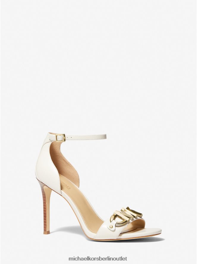 Schuhe de Michael Kors Frauen Izzy verzierte Ledersandale Es ist Sahne 404V222066